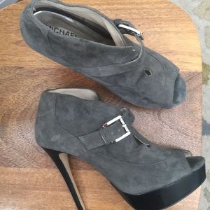 Suede platform heels.